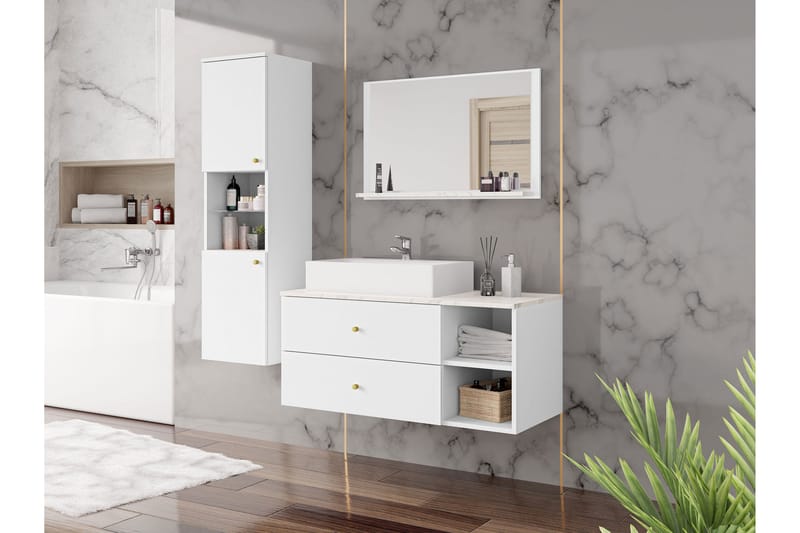 Askersund Møbelsett for Baderom - Hvit - Oppbevaring - Oppbevaring til baderom - Komplette møbelpakker