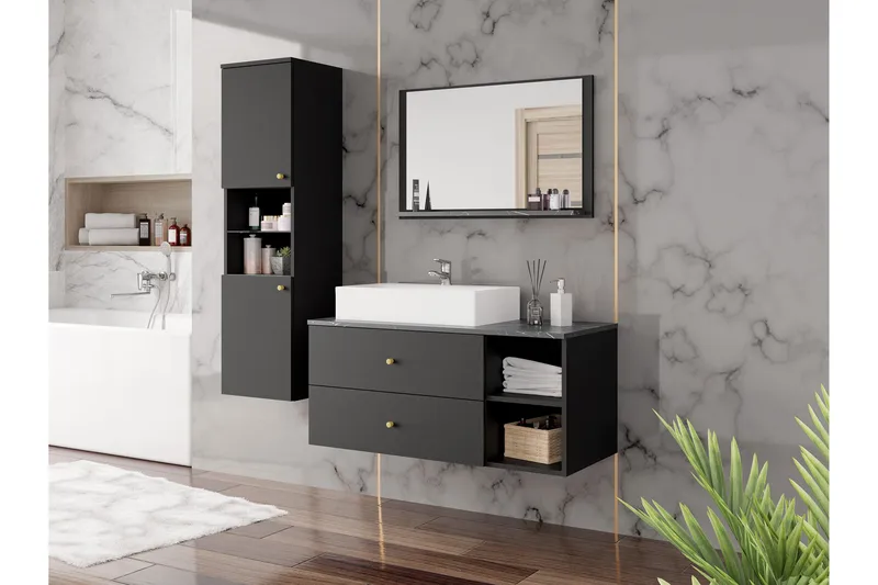 Askersund Møbelsett for Baderom - Svart - Oppbevaring - Oppbevaring til baderom - Komplette møbelpakker