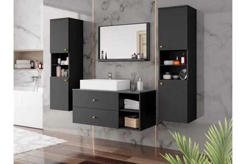 Askersund Møbelsett for Baderom - Svart - Oppbevaring - Oppbevaring til baderom - Komplette møbelpakker