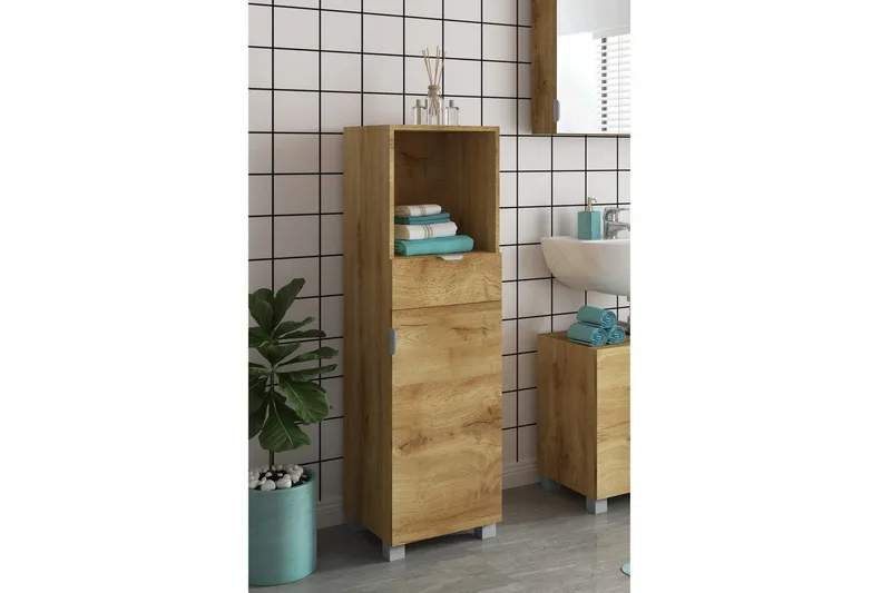 Atlas Høyskap til Bad 129x38x36 cm - Natur - Oppbevaring - Oppbevaring til baderom - Veggskap & høyskap