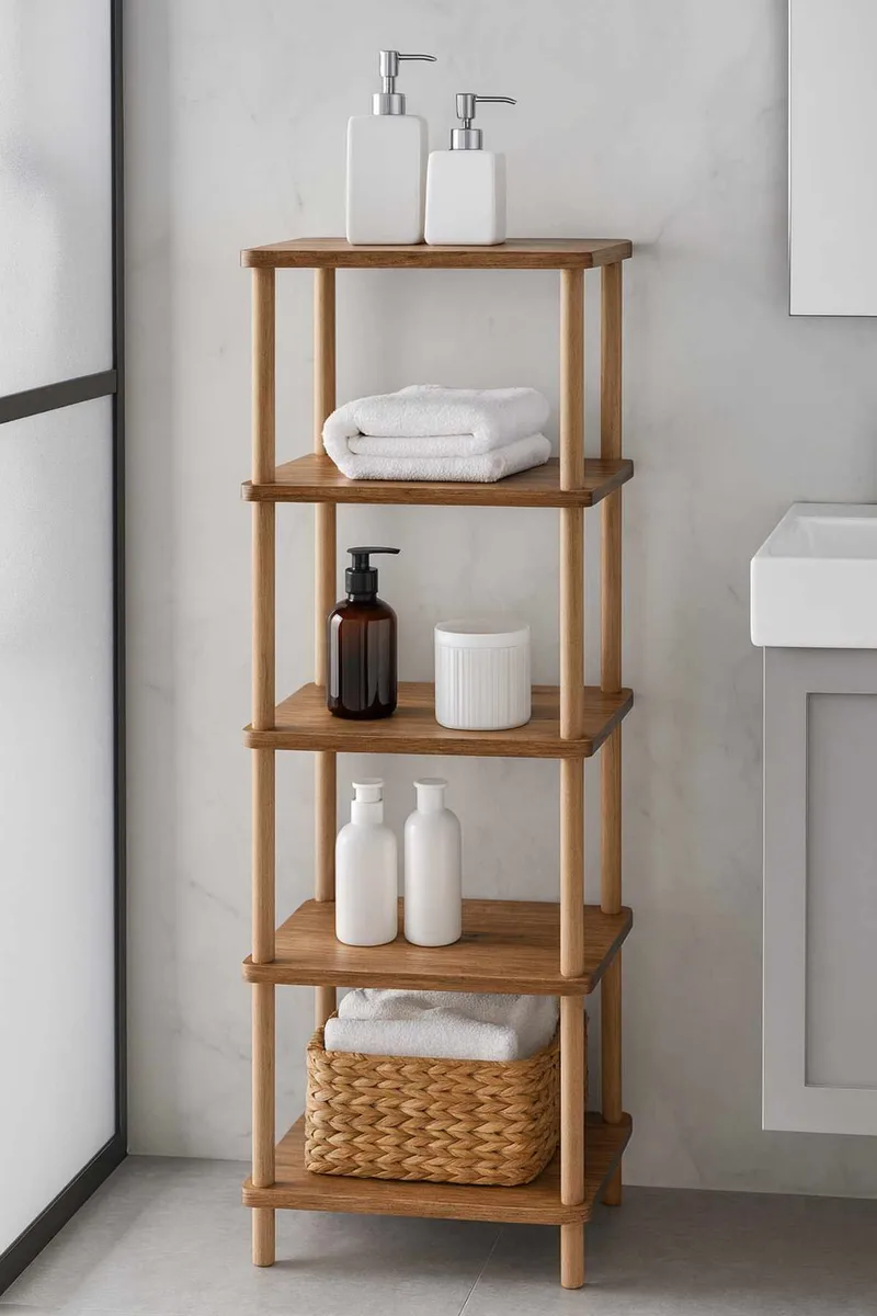 Baderomshylle Hanah Home Pika Bath (40 x 185 x 30 cm) Furu - Furu - Oppbevaring - Oppbevaring til baderom - Baderomshyller