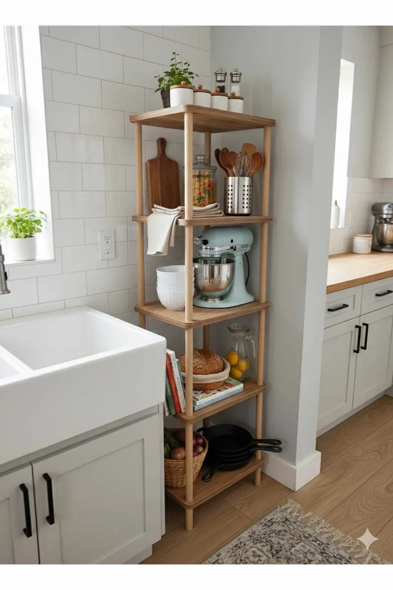 Baderomshylle Hanah Home Pika Bath (40 x 185 x 30 cm) Furu - Furu - Oppbevaring - Oppbevaring til baderom - Baderomshyller