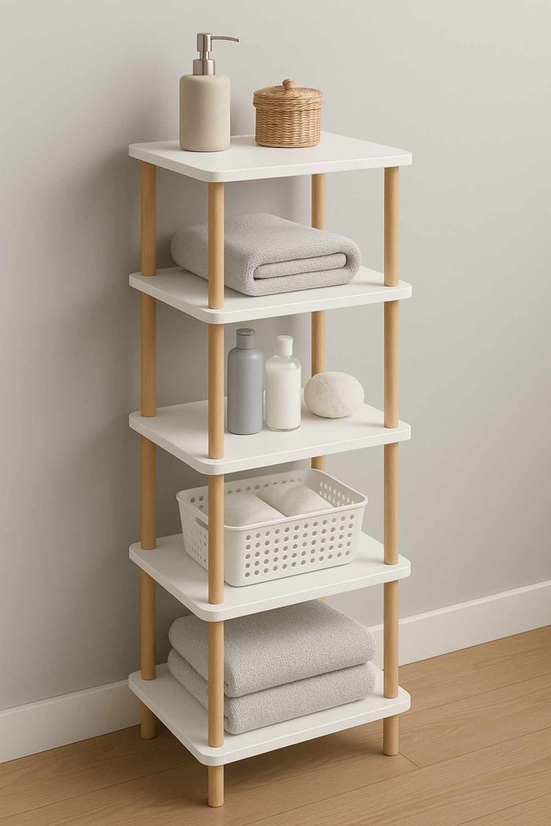 Baderomshylle Hanah Home Pika Bath (40 x 185 x 30 cm) Hvit - Hvit - Oppbevaring - Oppbevaring til baderom - Baderomshyller