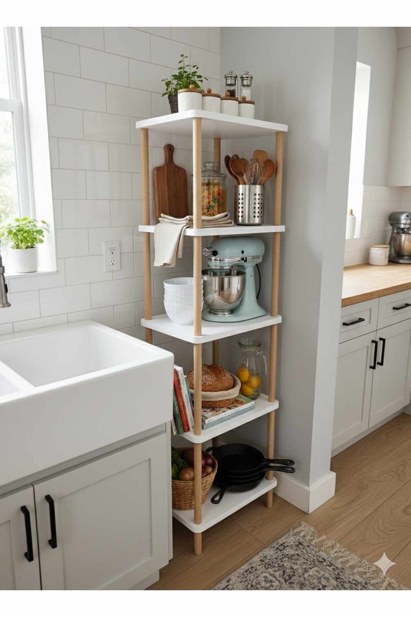 Baderomshylle Hanah Home Pika Bath (40 x 185 x 30 cm) Hvit - Hvit - Oppbevaring - Oppbevaring til baderom - Baderomshyller