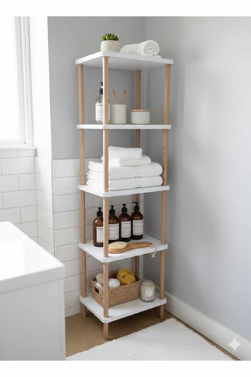 Baderomshylle Hanah Home Pika Bath (40 x 185 x 30 cm) Hvit - Hvit - Oppbevaring - Oppbevaring til baderom - Baderomshyller