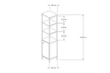 Dasaki Bad Oppbevaring 162x38 cm 4 Hyller - Blå / Antrasitt - Oppbevaring - Oppbevaring til baderom - Baderomshyller