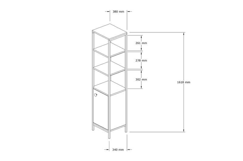 Dasaki Bad Oppbevaring 162x38 cm 4 Hyller - Blå / Antrasitt - Oppbevaring - Oppbevaring til baderom - Baderomshyller