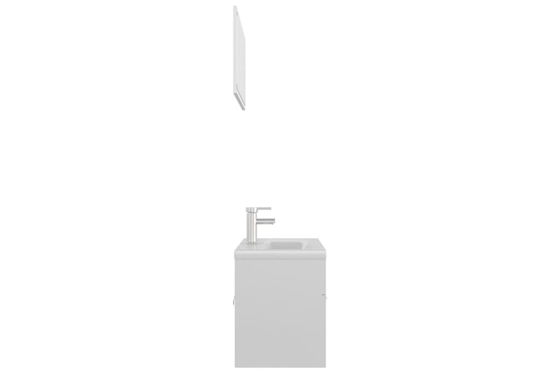 Baderomsmøbelsett høyglanset hvit sponplate - Hvit - Komplette møbelpakker