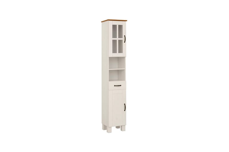 Baderomsskap Alby 33x30x180 cm, Hvit/Honning - 33x30x180 cm, Hvit/Honning - Oppbevaring - Oppbevaring til baderom - Veggskap & høyskap