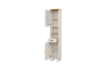 Baderomsskap Alby 33x30x180 cm, Hvit/Honning - 33x30x180 cm, Hvit/Honning - Oppbevaring - Oppbevaring til baderom - Veggskap & høyskap