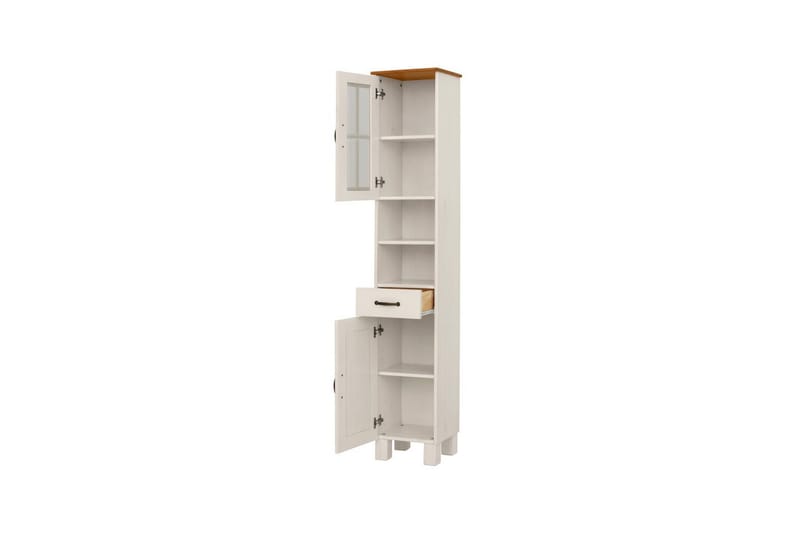 Baderomsskap Alby 33x30x180 cm, Hvit/Honning - 33x30x180 cm, Hvit/Honning - Oppbevaring - Oppbevaring til baderom - Veggskap & høyskap