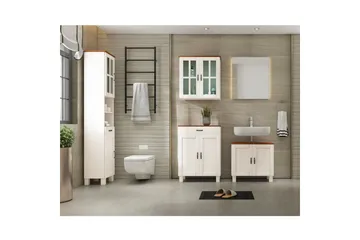 Baderomsskap Alby 60x30x80 cm, Hvit/Honning - 60x30x80 cm, Hvit/Honning - Oppbevaring - Oppbevaring til baderom - Veggskap & høyskap