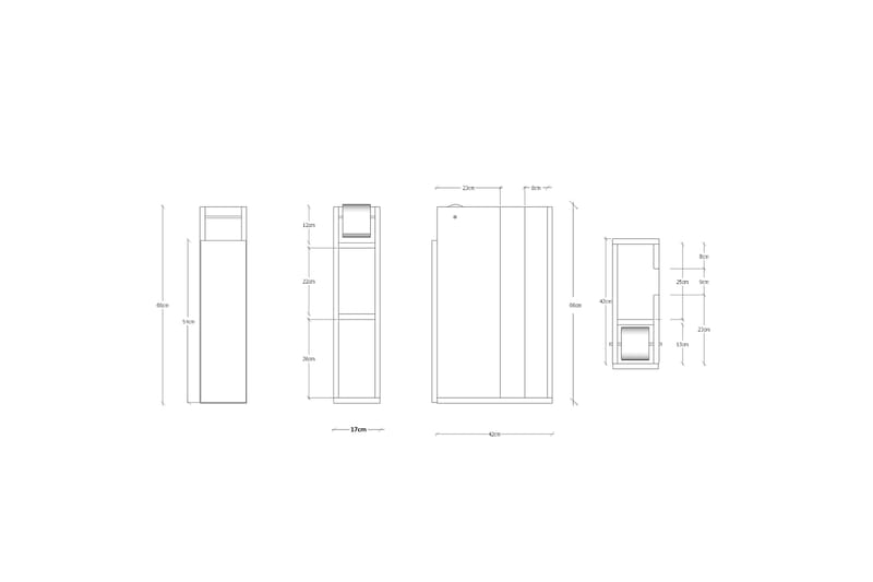 Baderomsoppbevaring Papeleria 42x66 cm 3 Hyller - Hvit - Baderomsskap