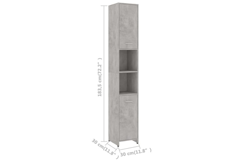 Baderomsskap betonggrå 30x30x183,5 cm sponplate - Grå - Veggskap & høyskap - Baderomsskap