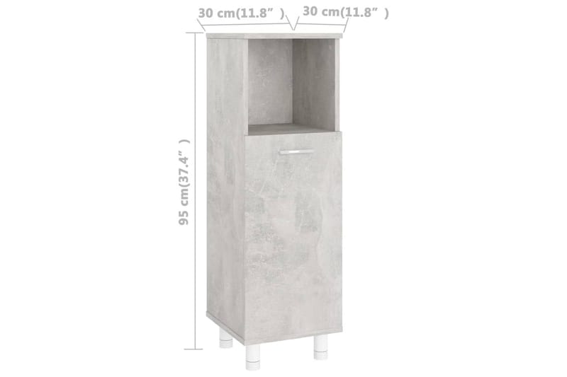 Baderomsskap betonggrå 30x30x95 cm sponplate - Veggskap & høyskap - Baderomsskap