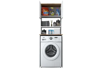 Caronti Baderomsskap 65x183,6 cm Hvit/Brun - Hanah Home - Oppbevaring - Oppbevaring til baderom - Baderomsskap
