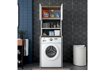 Caronti Baderomsskap 65x183,6 cm Hvit/Brun - Hanah Home - Oppbevaring - Oppbevaring til baderom - Baderomsskap