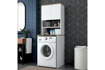 Caronti Baderomsskap 65x183,6 cm Hvit/Brun - Hanah Home - Oppbevaring - Oppbevaring til baderom - Baderomsskap
