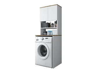 Caronti Baderomsskap 65x183,6 cm Hvit/Brun - Hanah Home - Oppbevaring - Oppbevaring til baderom - Baderomsskap