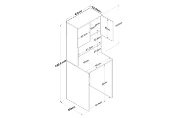 Caronti Baderomsskap 65x183,6 cm Hvit/Brun - Hanah Home - Oppbevaring - Oppbevaring til baderom - Baderomsskap