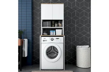 Caronti Baderomsskap 65x183,6 cm Hvit/Brun - Hanah Home - Oppbevaring - Oppbevaring til baderom - Baderomsskap