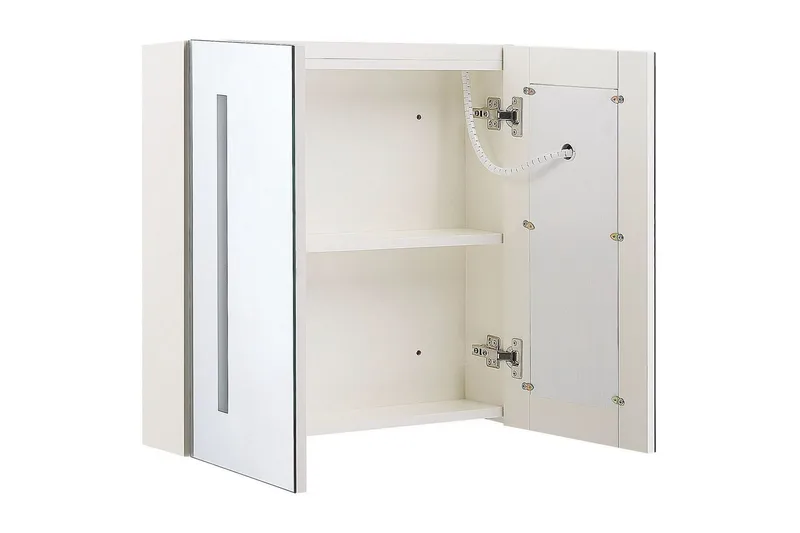 Baderomsskap med speil Chabunco Hvit, Sølv - Hvit, Sølv - Oppbevaring - Oppbevaring til baderom - Speilskap