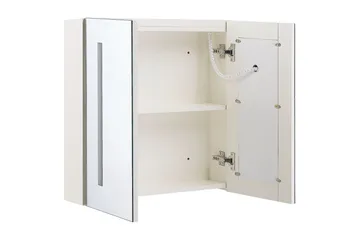 Baderomsskap med speil Chabunco Hvit, Sølv - Hvit, Sølv - Oppbevaring - Oppbevaring til baderom - Speilskap