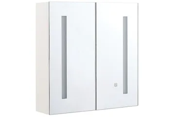 Baderomsskap med speil Chabunco Hvit, Sølv - Hvit, Sølv - Oppbevaring - Oppbevaring til baderom - Speilskap