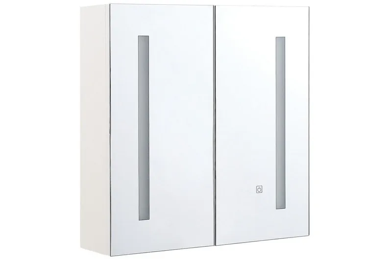 Baderomsskap med speil Chabunco Hvit, Sølv, Hvit, Sølv