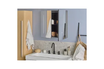 Baderomsskap med speil Chabunco Sort, Sølv - Sort, Sølv - Oppbevaring - Oppbevaring til baderom - Speilskap