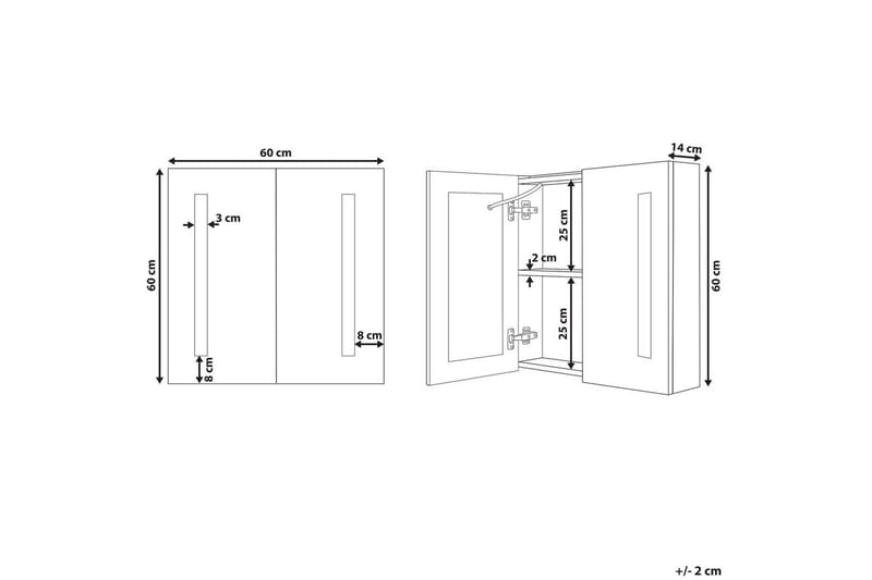 Baderomsskap med speil Chabunco Sort, Sølv - Sort, Sølv - Oppbevaring - Oppbevaring til baderom - Speilskap