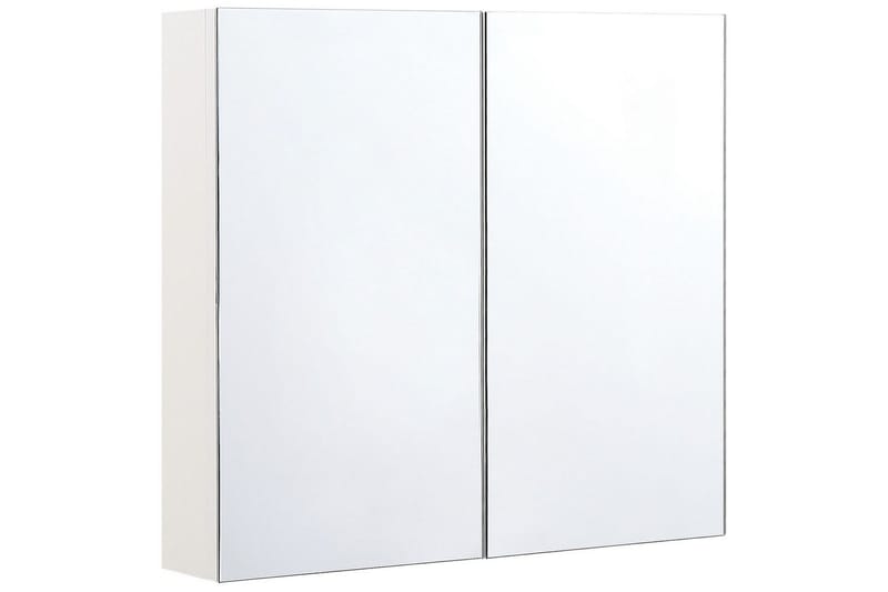 Baderomsskap med speil Navarra Hvit, Sølv, 80x14x70 cm - Hvit, Sølv, 80x14x70 cm - Oppbevaring - Oppbevaring til baderom - Speilskap