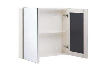 Baderomsskap med speil Navarra Hvit, Sølv, 80x14x70 cm - Hvit, Sølv, 80x14x70 cm - Oppbevaring - Oppbevaring til baderom - Speilskap