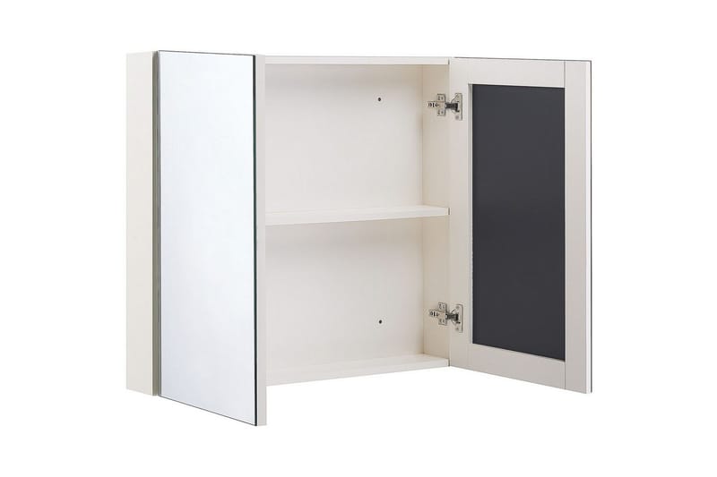 Baderomsskap med speil Navarra Hvit, Sølv, 80x14x70 cm - Hvit, Sølv, 80x14x70 cm - Oppbevaring - Oppbevaring til baderom - Speilskap