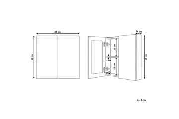 Baderomsskap med speil Navarra Sort, Sølv, 60x14x60 cm - Sort, Sølv, 60x14x60 cm - Oppbevaring - Oppbevaring til baderom - Speilskap