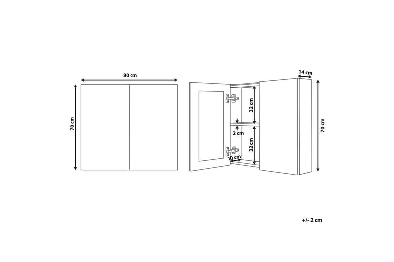 Baderomsskap med speil Navarra Sort, Sølv, 80x14x70 cm - Sort, Sølv, 80x14x70 cm - Oppbevaring - Oppbevaring til baderom - Speilskap