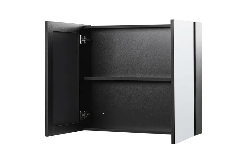 Baderomsskap med speil Navarra Sort, Sølv, 80x14x70 cm - Sort, Sølv, 80x14x70 cm - Oppbevaring - Oppbevaring til baderom - Speilskap