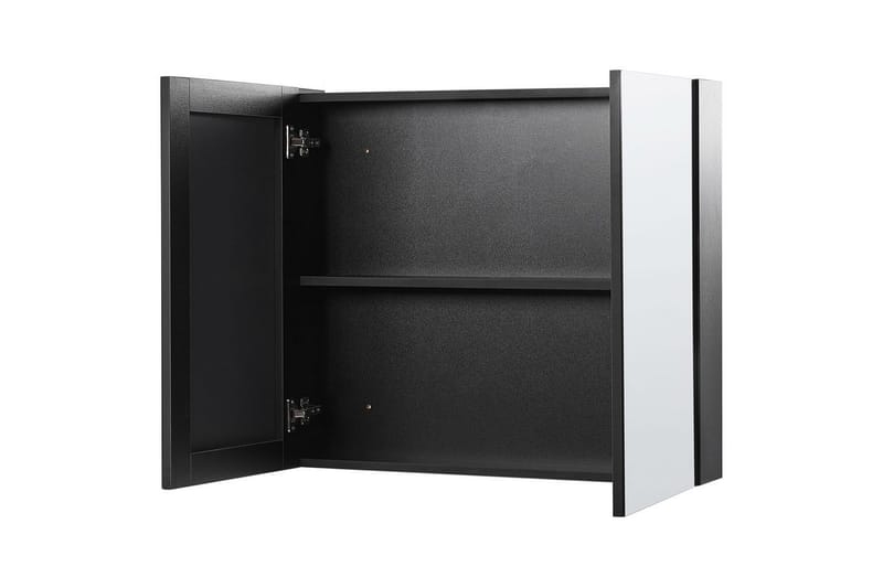 Baderomsskap med speil Navarra Sort, Sølv, 80x14x70 cm - Sort, Sølv, 80x14x70 cm - Oppbevaring - Oppbevaring til baderom - Speilskap