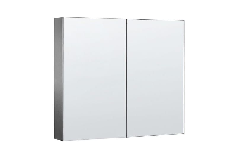 Baderomsskap med speil Navarra Sort, Sølv, 80x14x70 cm - Sort, Sølv, 80x14x70 cm - Oppbevaring - Oppbevaring til baderom - Speilskap