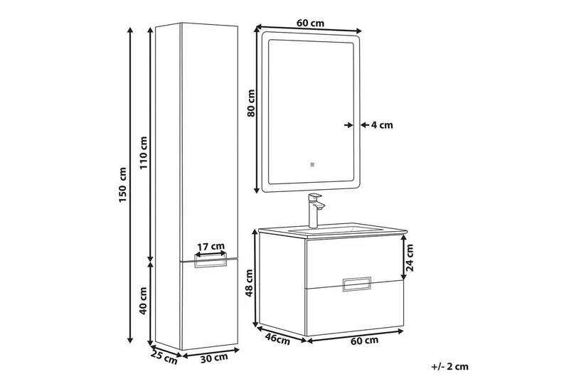 Baderomsskap Tudela Hvit - Hvit - Oppbevaring - Oppbevaring til baderom - Veggskap & høyskap