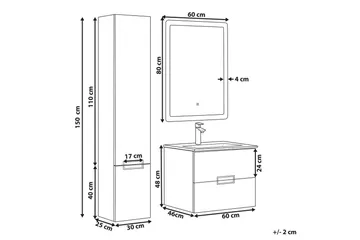 Baderomsskap Tudela Hvit - Hvit - Oppbevaring - Oppbevaring til baderom - Veggskap & høyskap