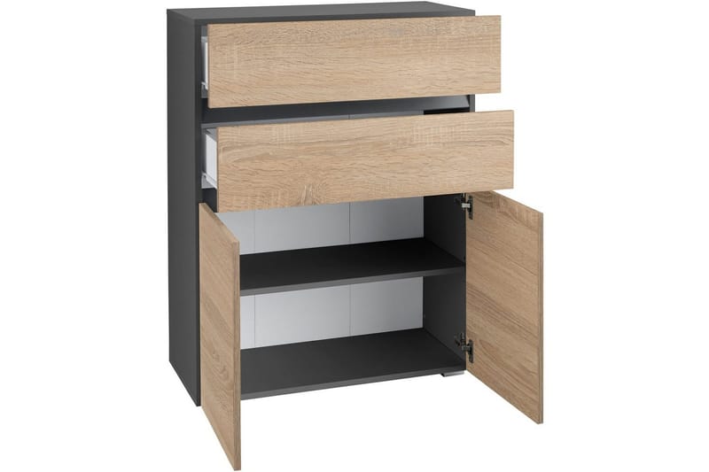Baderomsskap Wisla 76x35x98 cm, Antrasitt/Eik - 76x35x98 cm, Antrasitt/Eik - Oppbevaring - Oppbevaring til baderom - Veggskap & høyskap