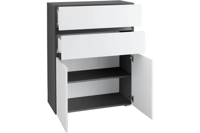 Baderomsskap Wisla 76x35x98 cm, Antrasitt/Hvit - 76x35x98 cm, Antrasitt/Hvit - Oppbevaring - Oppbevaring til baderom - Veggskap & høyskap