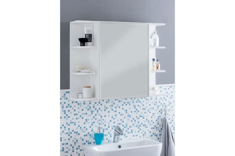 Baderomsskap Wohnling Moderne med speildør laget av hvite sponplater - Oppbevaring - Oppbevaring til baderom - Speilskap