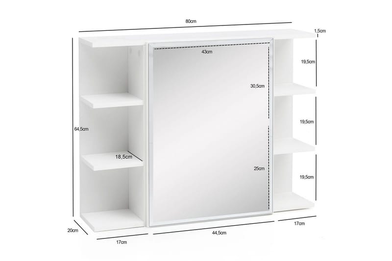 Baderomsskap Wohnling Moderne med speildør laget av hvite sponplater - Oppbevaring - Oppbevaring til baderom - Speilskap