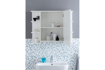 Baderomsskap Wohnling Moderne med speildør laget av hvite sponplater - Oppbevaring - Oppbevaring til baderom - Speilskap