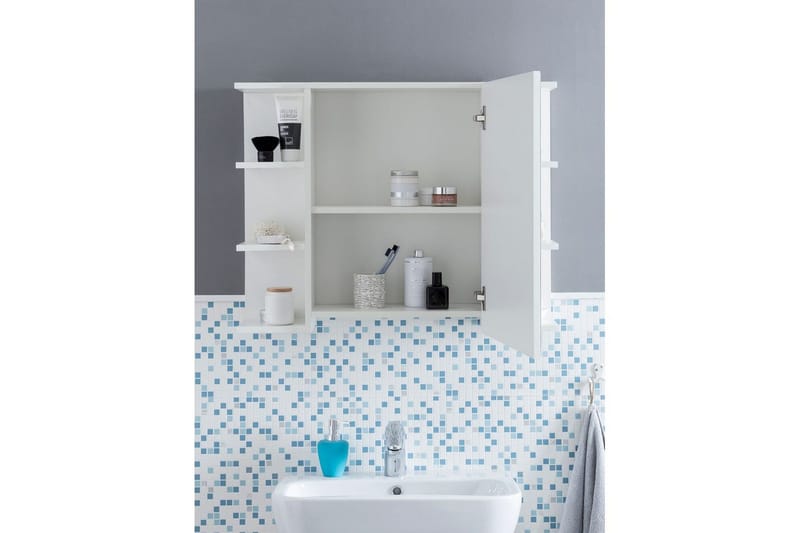 Baderomsskap Wohnling Moderne med speildør laget av hvite sponplater - Oppbevaring - Oppbevaring til baderom - Speilskap