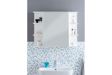 Baderomsskap Wohnling Moderne med speildør laget av hvite sponplater - Oppbevaring - Oppbevaring til baderom - Speilskap