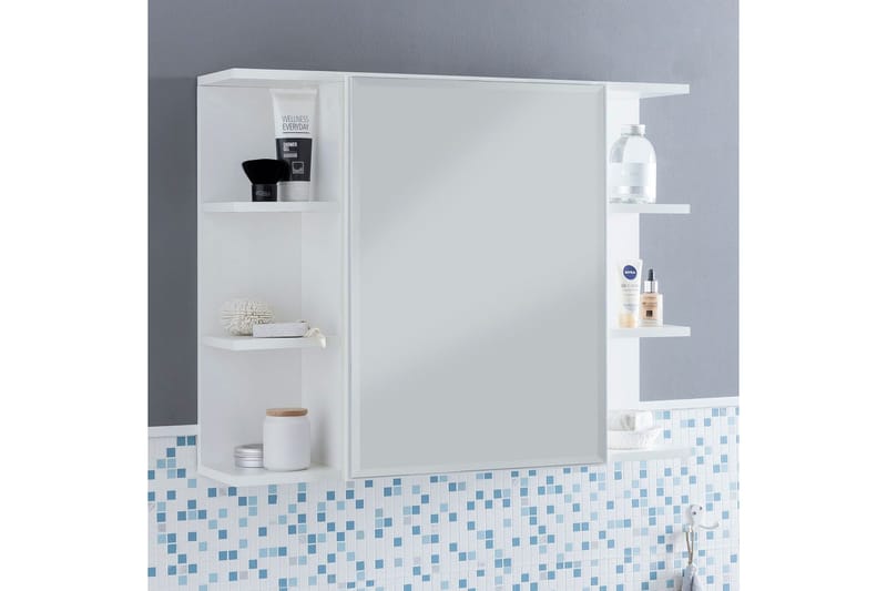 Baderomsskap Wohnling Moderne med speildør laget av hvite sponplater - Oppbevaring - Oppbevaring til baderom - Speilskap