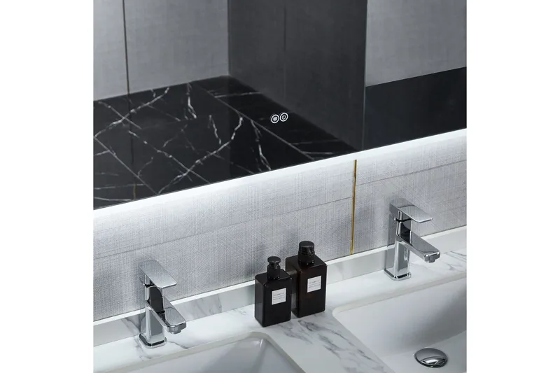 Baderomsspeil 100x80 cm med LED-belysning og anti-dugg - Interiør - Baderomsinnredning - Baderomsspeil